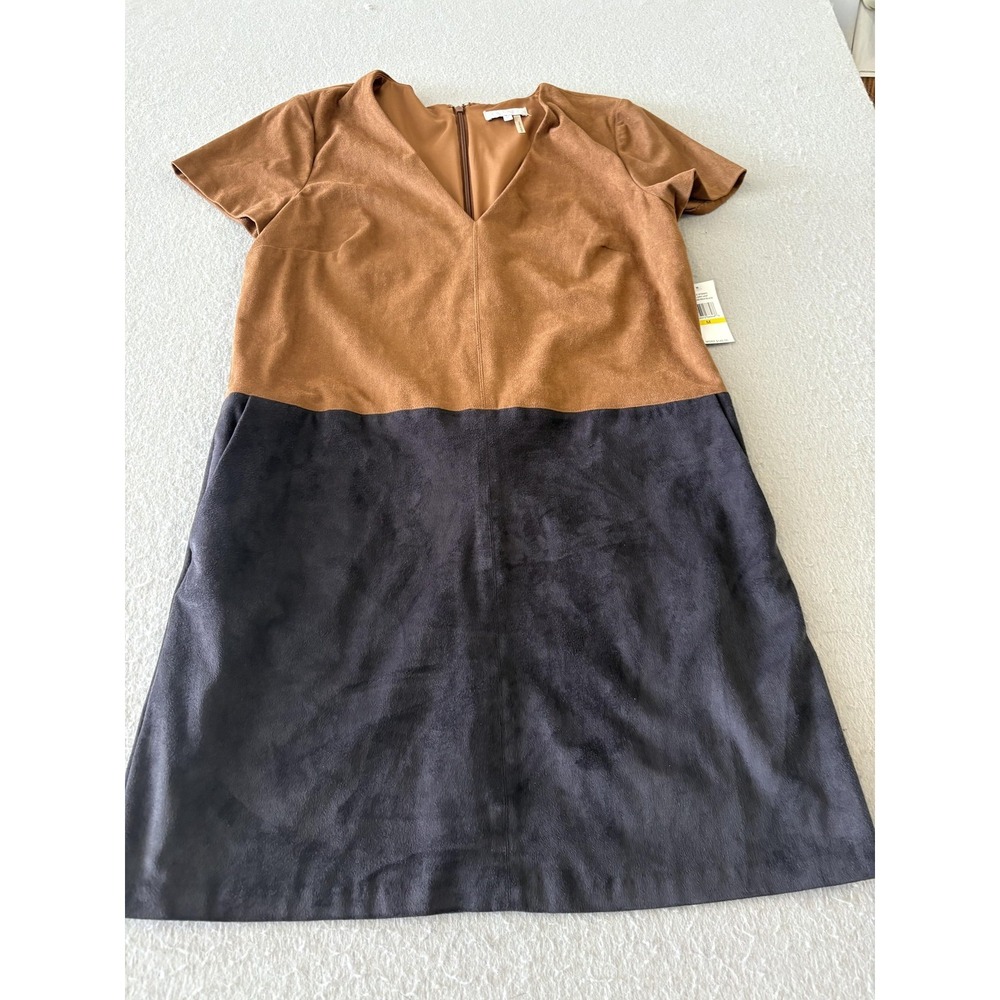1.‎ STATE Faux Suede Mini Dress Womens M Black Colorblock NWT